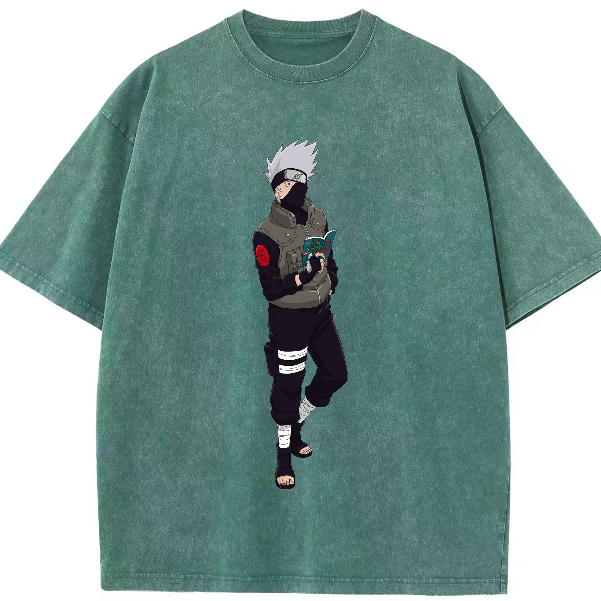 （画像用） NARUTO -ナルト- はたけ カカシ Hatake Kakashi 綿100% ヴィンテージ風 半袖Tシャツ（フロントプリント）